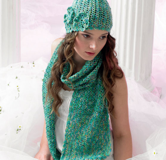 ​Turquoise Crochet Set of Scarf and Hat