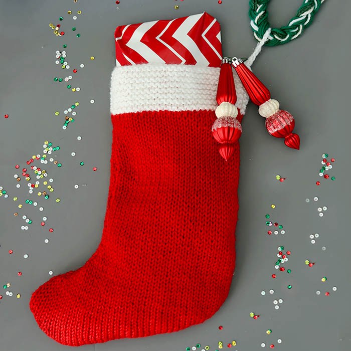 Knitted Christmas Red Stocking Knitted Christmas Red Stocking