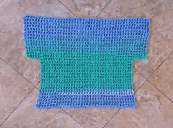 Crochet Blue and Green Pullover