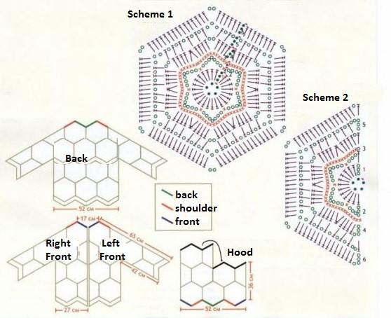 Crochet Hexagon Motifs Cardigan