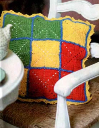 ​Crochet Pillow Cover with Squares