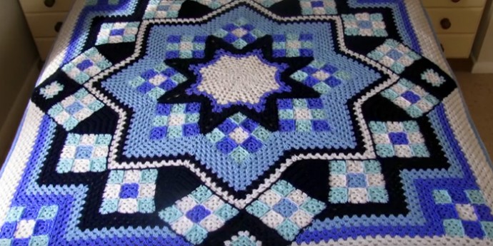 Helping our users. Crochet Afghan with Blue Stars.