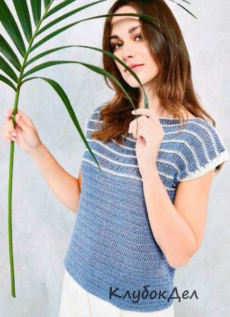 ​Blue and White Crochet Blouse