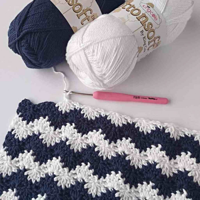 Crochet Blue and White Blanket