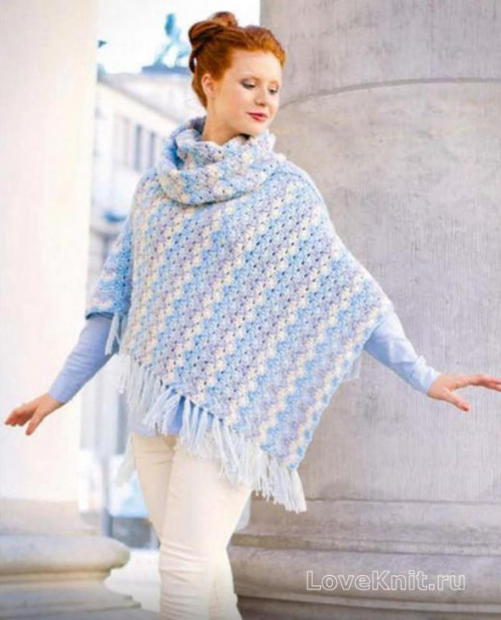 Create a Stylish Poncho and Cowl with Light-Blue Yarn: Step-by-Step Guide Create a Stylish Poncho and Cowl with Light-Blue Yarn: Step-by-Step Guide