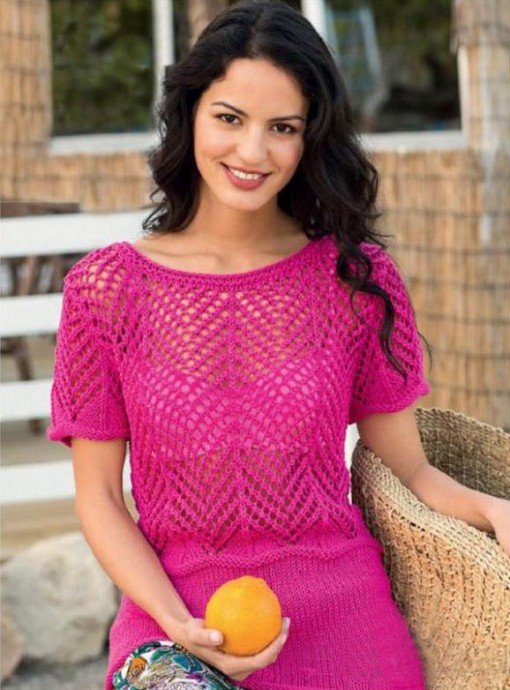 Knit Blouse with Relief Pattern Knit Blouse with Relief Pattern