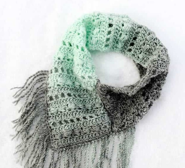 ​Mint and Grey Crochet Scarf