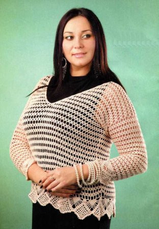 ​Relief Crochet Pullover in Big Sizes