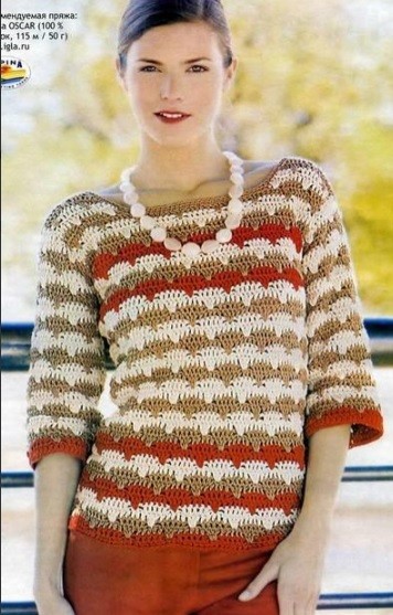 ​Crochet Stripped Pullover