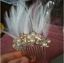 Pearled Hair Pick With Feathers Pearled Hair Pick With Feathers