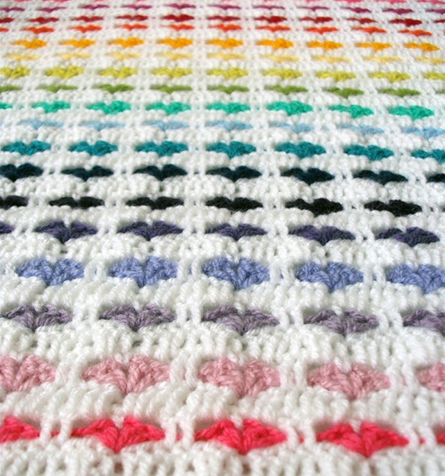 Crochet Rows of Hearts