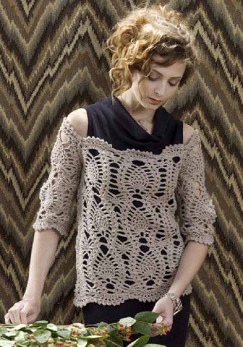 ​Off-shoulder Crochet Sweater