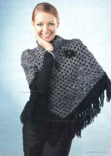 Black Crochet Poncho