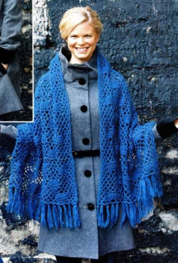 ​Crochet Blue Relief Shawl