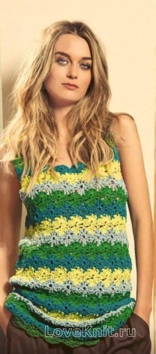 ​Striped Flowers Crochet Top