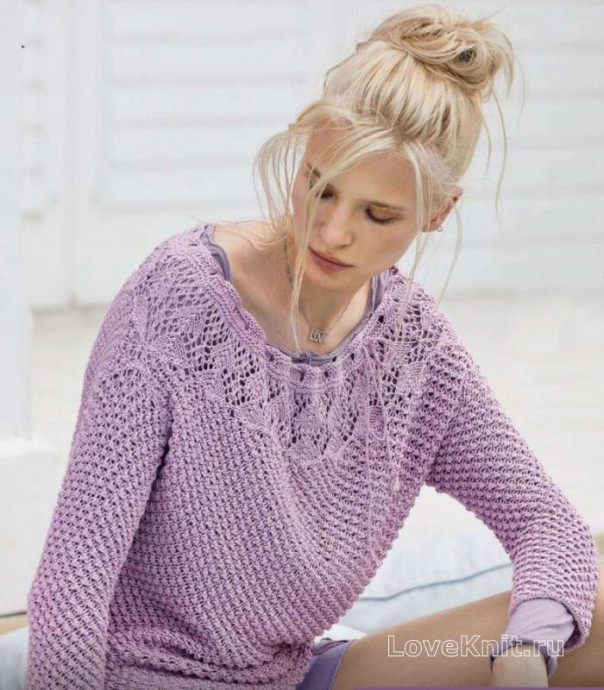 Knit Violet Pullover with Fancy Yoke