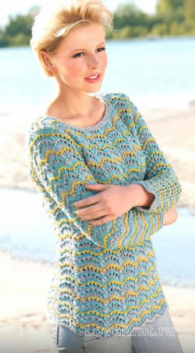 ​Knit Wavy Stripes Pullover