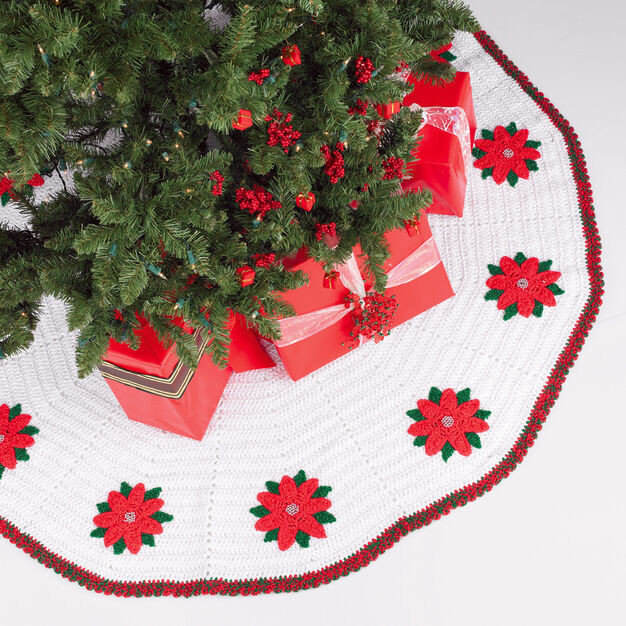 Crochet Red and White Christmas Tree Skirt