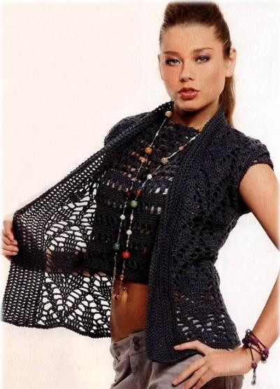 ​Dark Blue Crochet Vest