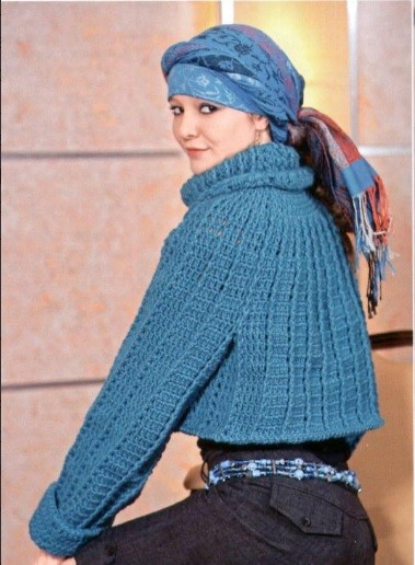 Complete Crochet Instructions for a Stylish Turquoise Sweater with Relief Double Crochets