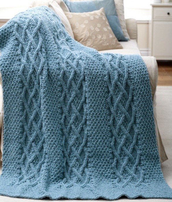​Turquoise Knit Afghan