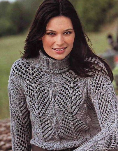 ​Relief Knit Pullover with High Neck