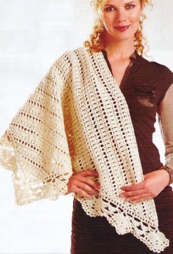 Relief Crochet Wrap with Lace