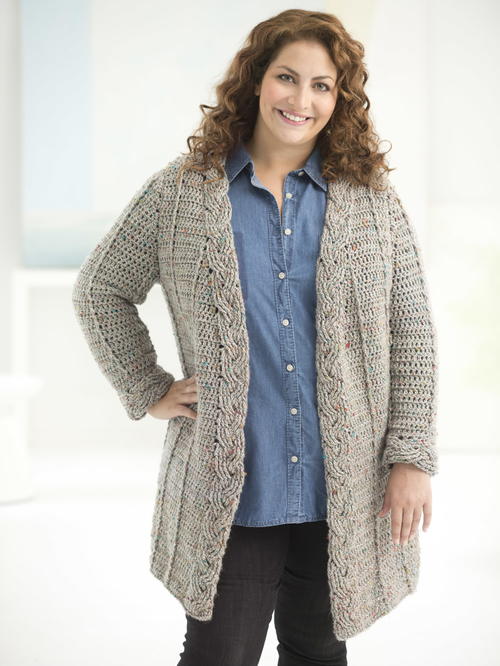 ​Curvy Girl Cable Crochet Cardigan