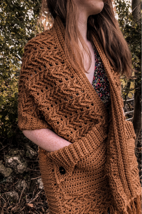 Helping our users. Brown Crochet Reader’s Shawl.