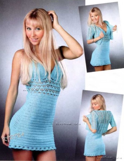 ​Crochet Turquoise Dress and Bolero