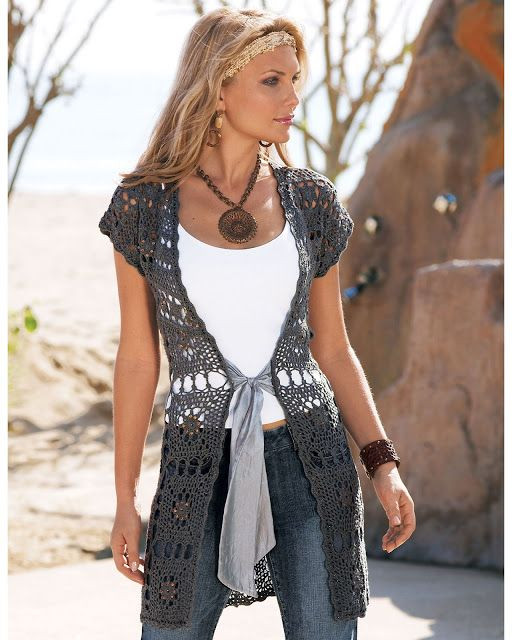 Inspiration. Long Crochet Vests.