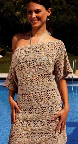 Off-Shoulder Crochet Beach Tunic