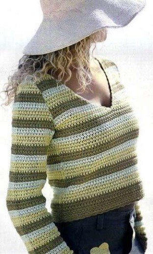 ​Crochet Striped Pullover