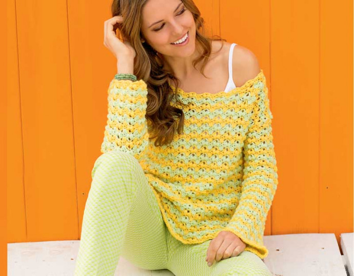 Crochet Pullover with Open Shoulders
