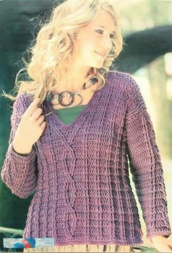 ​Crochet Purple Pullover