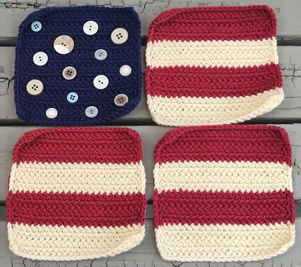 ​Crochet American Flag Pillow Cover