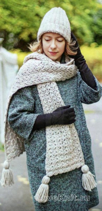 ​Crochet Grey Set of Scarf and Hat