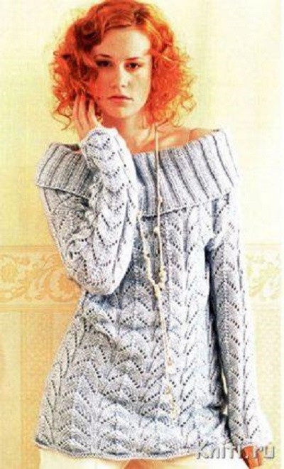 ​Relief Knit Sweater with Open Shoulders