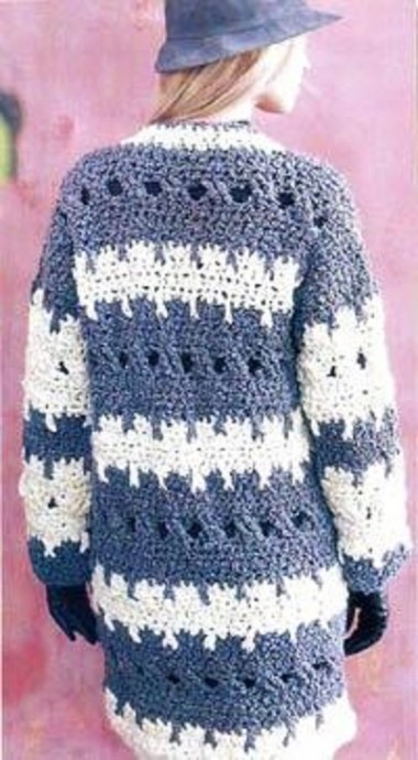 ​Grey and Beige Crochet Coat