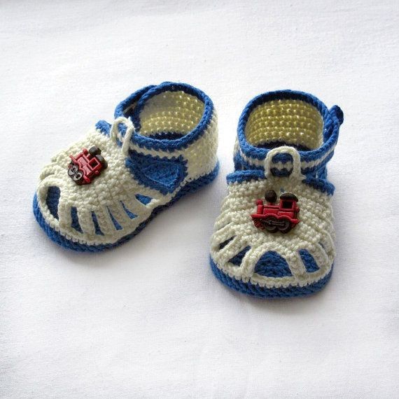 Inspiration. Crochet Baby Boy Booties.