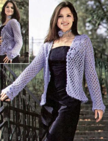 Crochet Jacket with Net Pattern