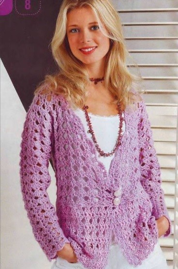 ​Light-Violet Crochet Jacket