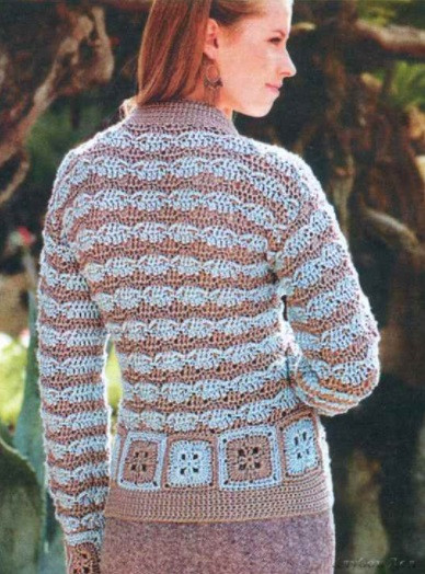 Crochet Jacket with Motifs Edge