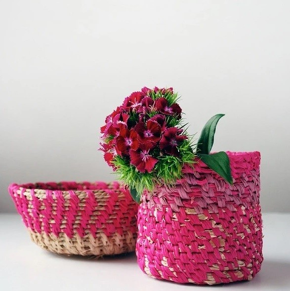 Hand-Made Raffia Basket Hand-Made Raffia Basket
