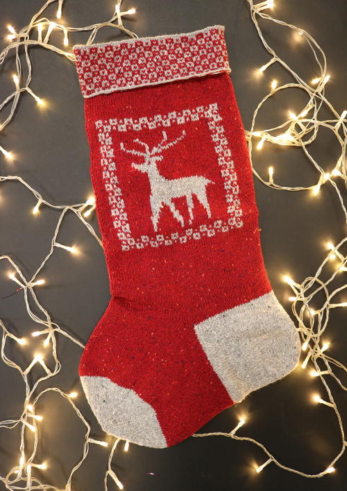 ​Reindeer Knit Christmas Stocking Pattern