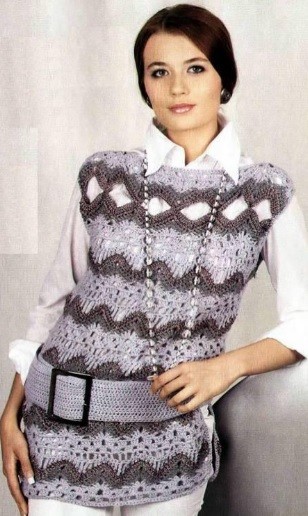 ​Striped Gray Crochet Tunic