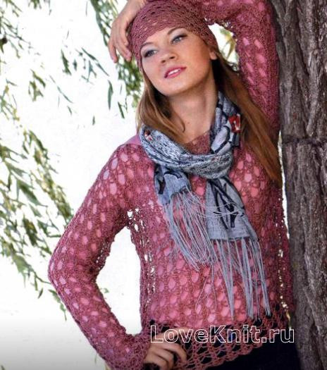 ​Crochet Net Pullover and Hat