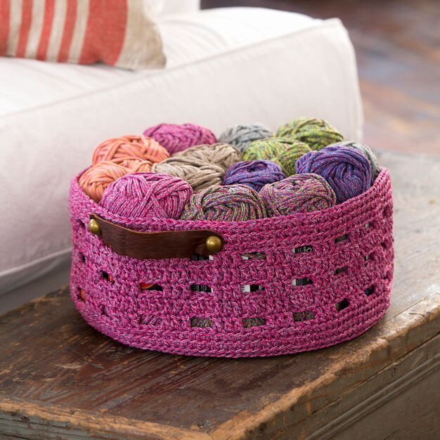 ​Crochet Basket with Leather Handles