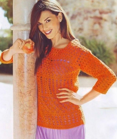 ​Crochet Orange Pullover