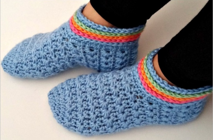 Crochet Blue Slippers